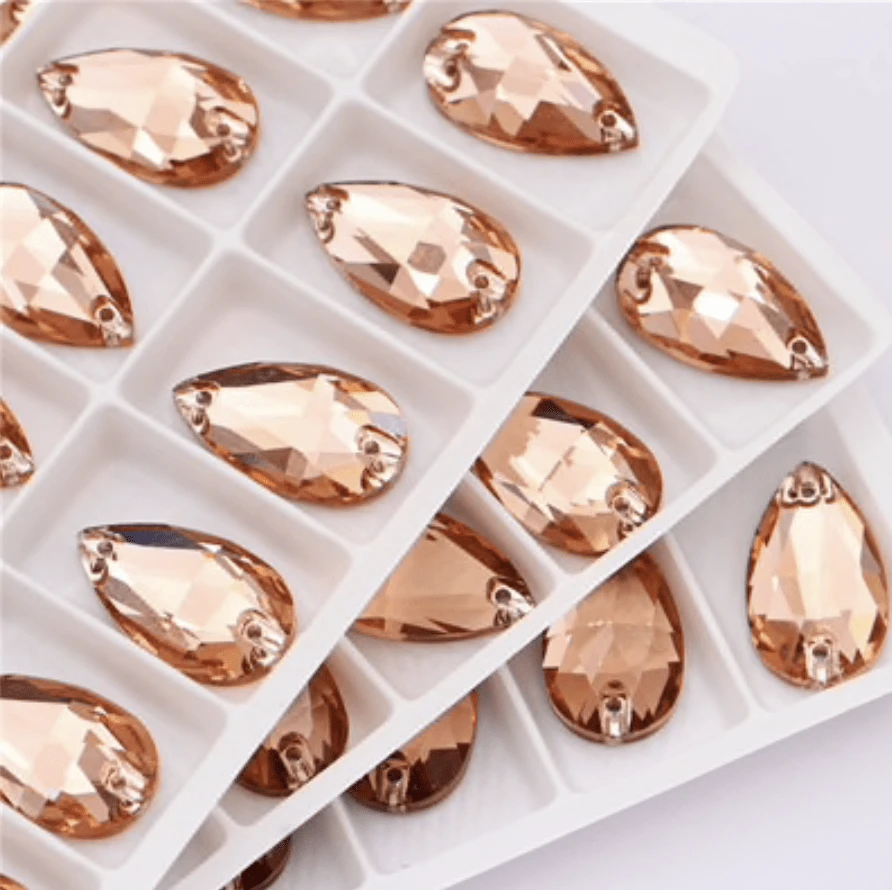 Sundaylace Creations & Bling Fancy Glass Gems 11*18mm Peach Teardrop, K9 Grade AAAAA Sew On, Fancy Glass Gem