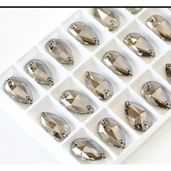 Sundaylace Creations & Bling Fancy Glass Gems 11*18mm Satin Grey Teardrop, Best Quality Fancy Glass Gem