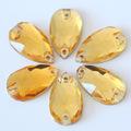 Sundaylace Creations & Bling Glass Gem 13*22mm Smoked Topaz-Yellow Gold Teardrop Glass Gem