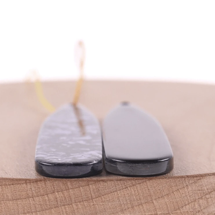 Sundaylace Creations & Bling Resin Gems 11*55mm Glitter Flakes on Black Long Teardrop, Large Gem, One hole Sew on, Acrylic Resin Gem