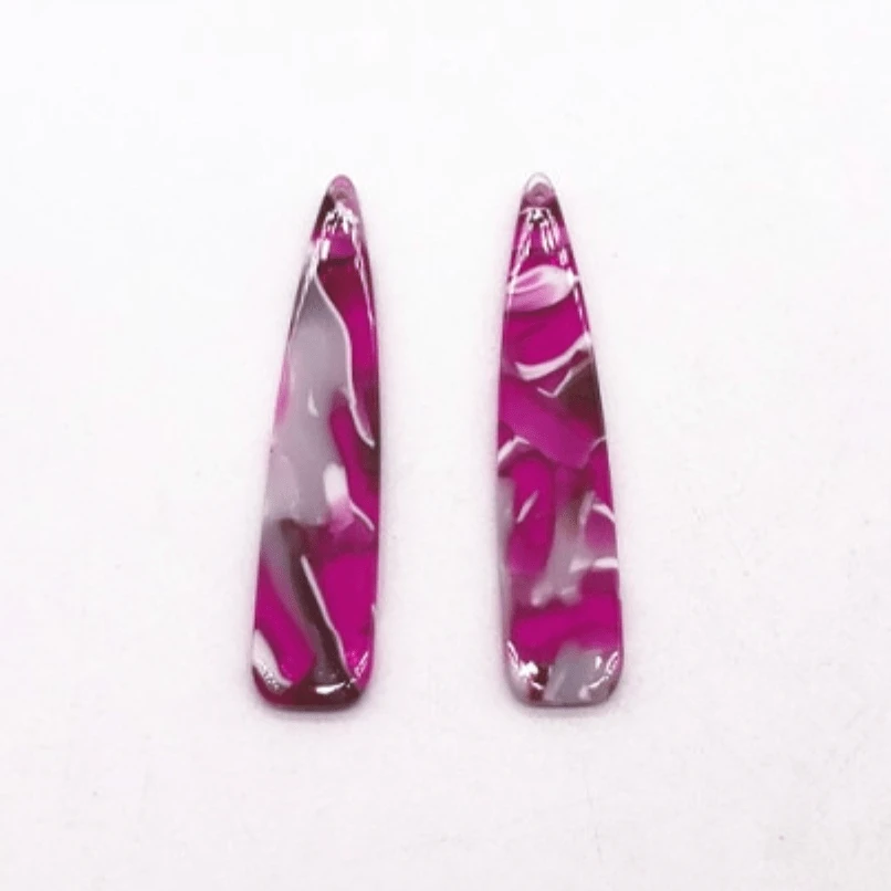 Sundaylace Creations & Bling Resin Gems 11*55mm Hot Pink & Grey Marble, Sew on, Large Resin Gem