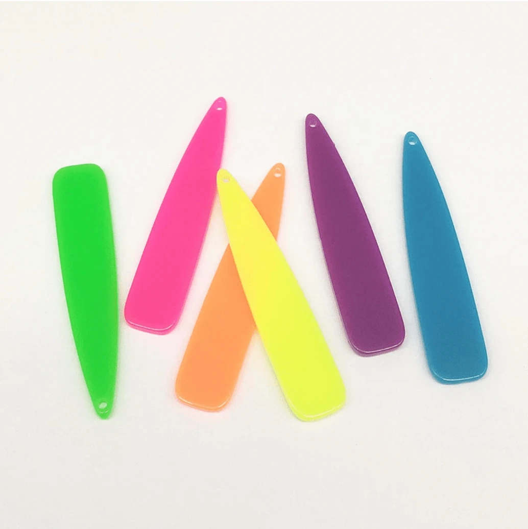 Sundaylace Creations & Bling Resin Gems 11*55mm Large Long Neon Teardrop Acrylic, Top hole, Resin Gems (Sold in Pair)