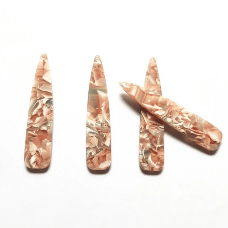 Sundaylace Creations & Bling Resin Gems 11*55mm Marbled Peach and Ivory Green Long Teardrop, Large Gem, One hole Sew on, Acrylic Resin Gem