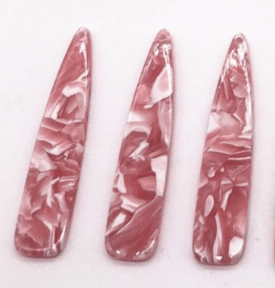 Sundaylace Creations & Bling Resin Gems 11*55mm Marbled Pink and White Long Teardrop, Large Gem, One hole Sew on, Acrylic Resin Gem