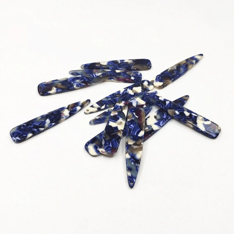 Sundaylace Creations & Bling Resin Gems 11*55mm Mixed Navy Marbled Long Teardrop, Large Gem, One hole Sew on, Acrylic Resin Gem