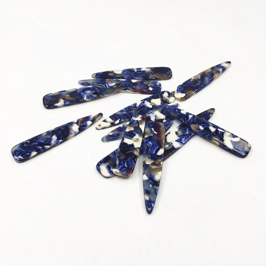 Sundaylace Creations & Bling Resin Gems 11*55mm Mixed Navy Marbled Long Teardrop, Large Gem, One hole Sew on, Acrylic Resin Gem