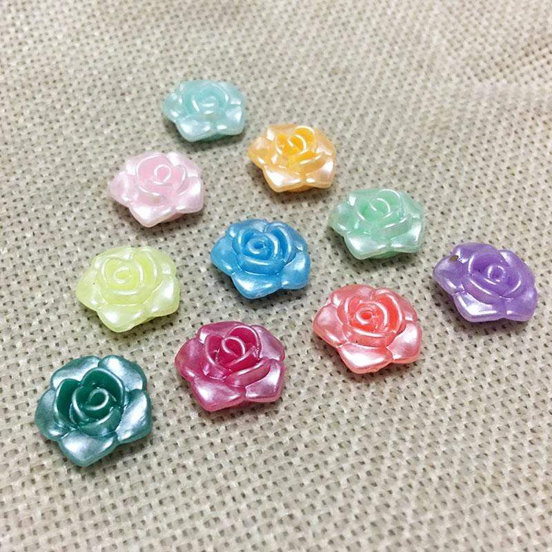 Sundaylace Creations & Bling Resin Gems 11mm Acrylic Roses with Side hole, Sew on Floral Resin Gem