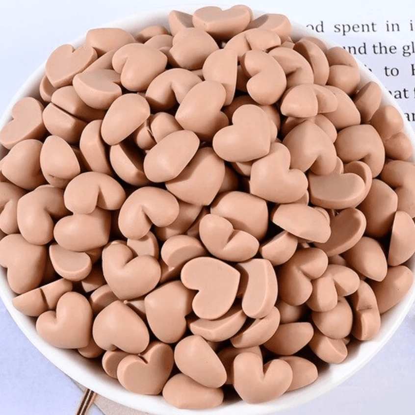 Sundaylace Creations & Bling Art & Crafting Materials Tan Matte Heart Dome 12*13mmm Pastel Matte MINI Hearts, Glue on, Resin Gems