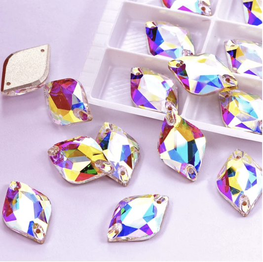 Sundaylace Creations & Bling Fancy Glass Gems 12*18mm AB Lemon Shaped, Sew on, Fancy Glass Gem