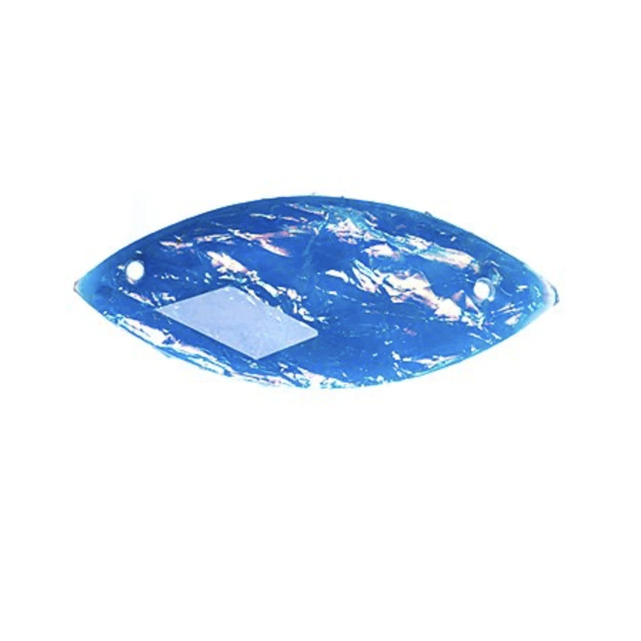 Sundaylace Creations & Bling Resin Gems 12*30mm Navette Opal Aqua, Resin Sew-On Dichroic Style