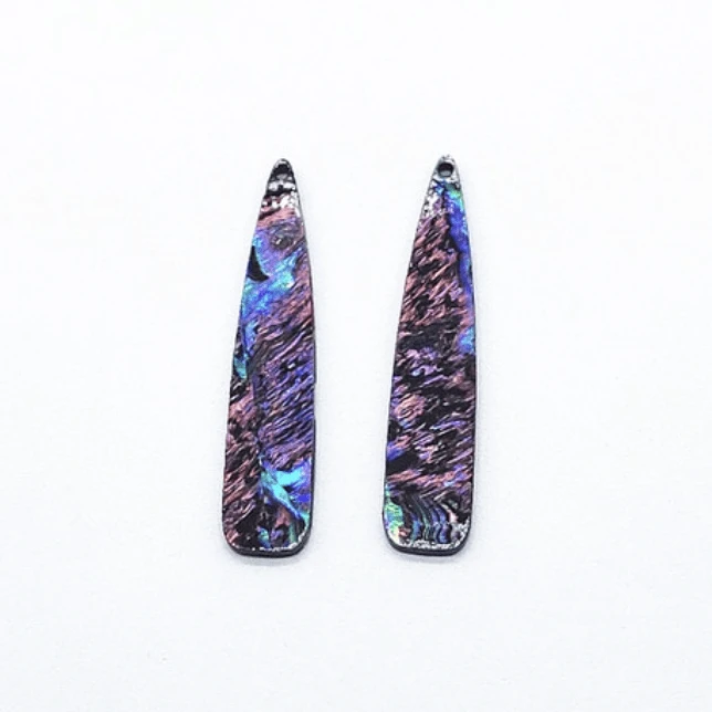 Sundaylace Creations & Bling Resin Gems Pink/Purple Abalone Shell 12*54mm Abalone Shell Long Teardrop, Glue on, Shell on Resin Gems