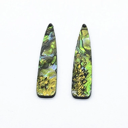 Sundaylace Creations & Bling Resin Gems Green/Gold Abalone Shell 12*54mm Abalone Shell Long Teardrop, Glue on, Shell on Resin Gems