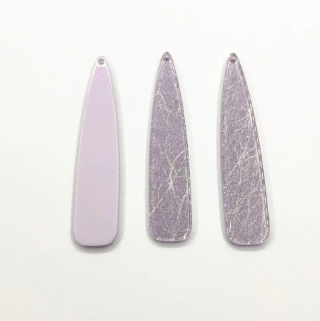 12*54mm, Light Purple Marbled, Pastel Metallic Cracked Marbled Reversible Long Teardrops, One hole, Acrylic Resin Gems, Resin Gem, (Sold in Pair)