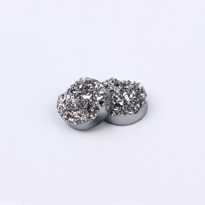 Sundaylace Creations & Bling Resin Gems Metallic Gunmetal Druzy 12mm Faux Druzy Mixed Colours, Glue on, Resin Gem
