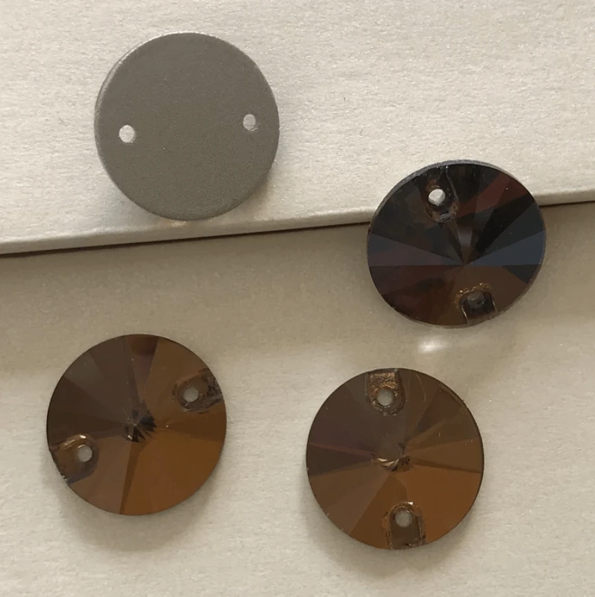 Sundaylace Creations & Bling Glass Gems 12mm & 14mm Brown-Topaz Rivoli sew on, Glass Gem (Sold in Pair)