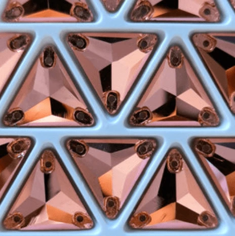 Sundaylace Creations & Bling Fancy Glass Gems 16mm Rose Gold Triangle 12mm & 16mm Rose Gold *Metallic* Triangle, Sew on, Fancy Glass Gem (Sold in Pair)