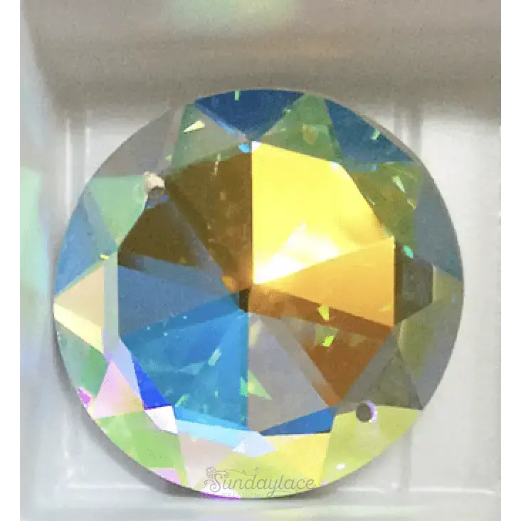 Sundaylace Creations & Bling Fancy Glass Gems 14mm, 16mm, & 20mm AB 10-point Sunbeam Flat Top Rivoli, Grade AAAAA High Quality, Sew on, Fancy Glass Gem