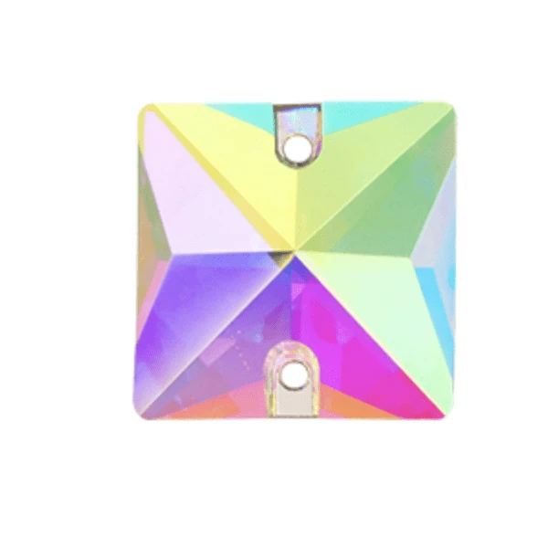 Sundaylace Creations & Bling Glass Gem 12mm AB Square with a pointed top, Sew on, Glass Gem