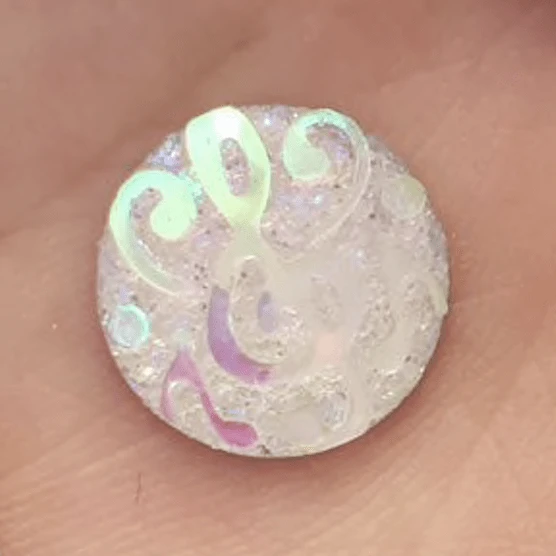 Sundaylace Creations & Bling Resin Gems 12mm AB White, Music Note Pattern, Glue on, Resin Gem