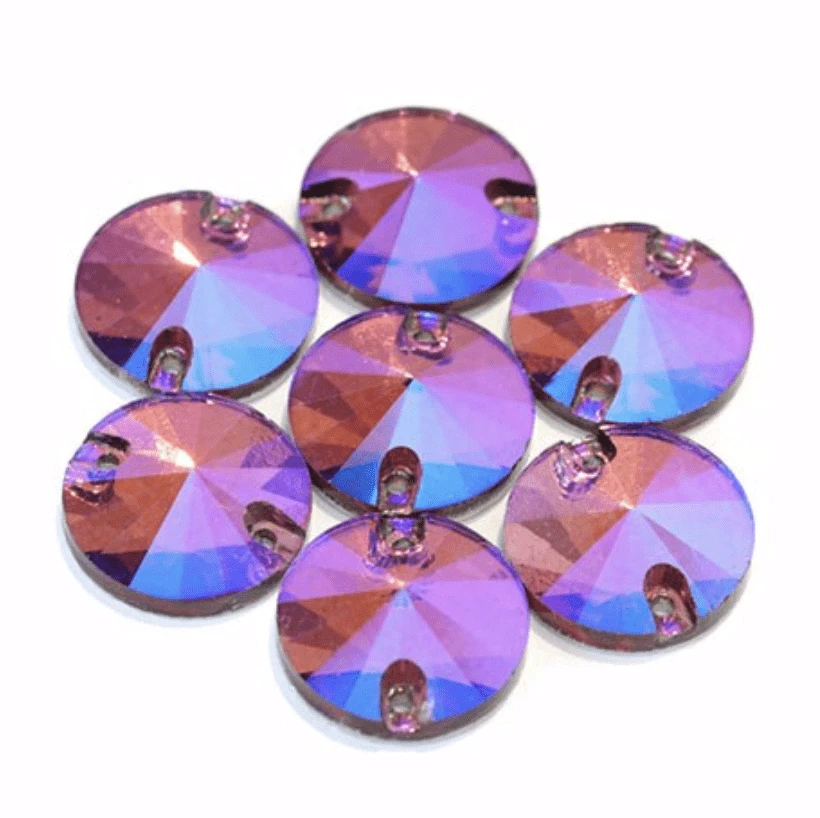 Sundaylace Creations & Bling Glass Gem 10mm Burgendy AB Rivoli, Sew on gem, Glass Gem