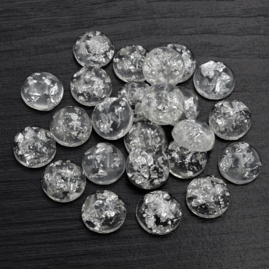 Sundaylace Creations & Bling Resin Gems 12mm Clear with Silver Foil, Build in foil, Glue on, Resin Gem