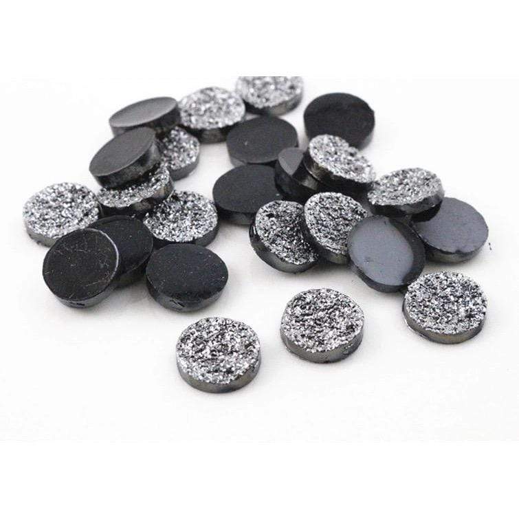 12mm, Gunmetal Druzy, Druzy Faux with Ore Style Flat Back Resin, Glue on Gem, Resin Gem, (Sold in Pair)