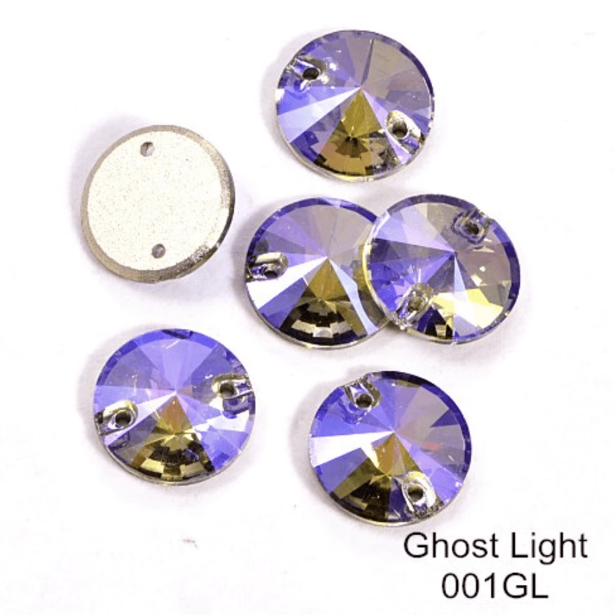 Sundaylace Creations & Bling Fancy Glass Gems 12mm Ghost Light (*Grey/Purple AB) High Quality Rivoli, Sew on, Fancy Glass Gem Sold in pairs