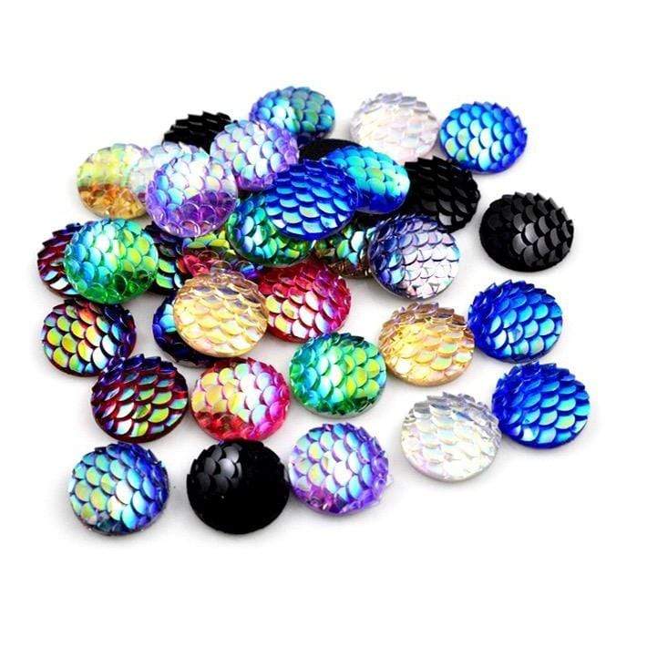 12mm, Dark Purple AB, Mix Colours of Mermaid Round, Glue on, Resin Gem, (Sold in Pair)
