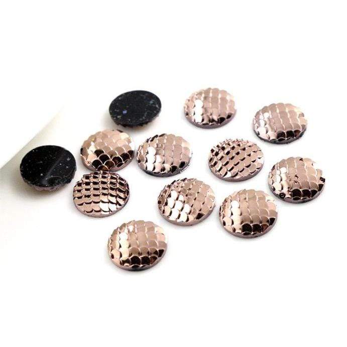 12mm, Rose Gold, Mix Colours of Mermaid Round, Glue on, Resin Gem, (Sold in Pair)