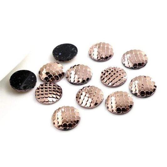 Sundaylace Creations & Bling Resin Gems Rose Gold 12mm Mix Colours of Mermaid Round Resin Gem