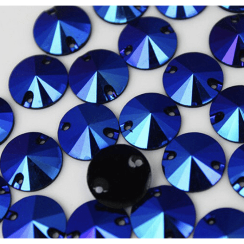 Sundaylace Creations & Bling Resin Gems 12mm Mixed BLACK AB Rivoli, Sew on, Black Resin Gem