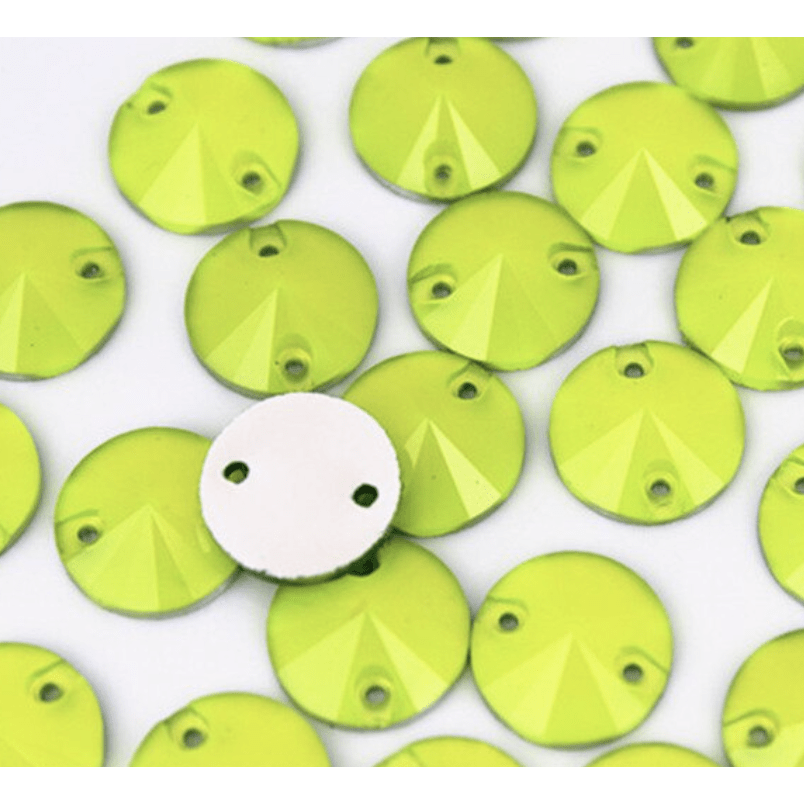 Sundaylace Creations & Bling Resin Gems 12mm Neon Yellow Rivoli, sew on, Resin Gem