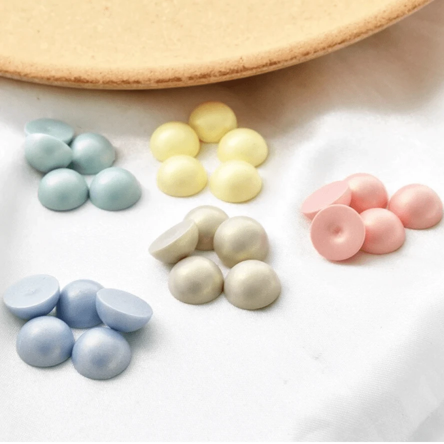 Sundaylace Creations & Bling 12mm Pastel Iridescent Golden Luster Pearls Round, Glue on, Resin Gems