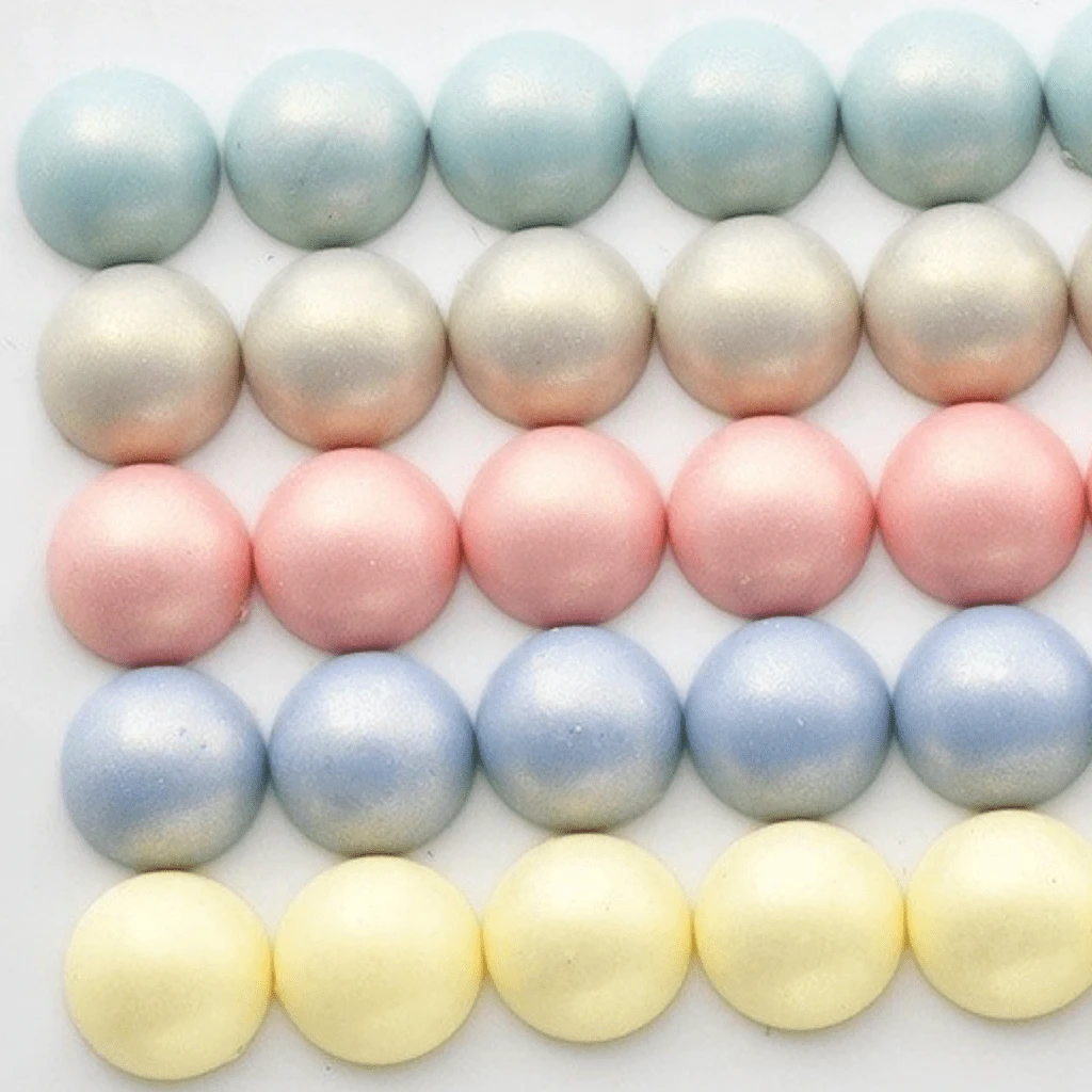 12mm, Pale Yellow Luster Pearl, Pastel Iridescent Golden Luster Pearls Round, Glue on, Resin Gems, Resin Gem, (Sold in Pair)