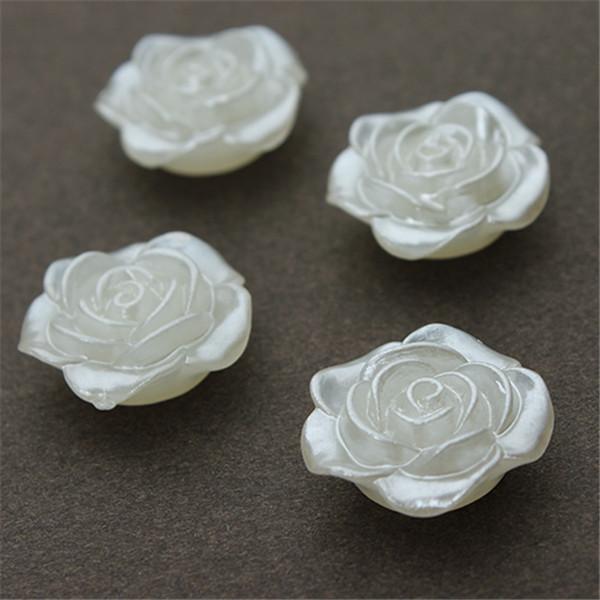 12mm, Ivory Rose AB, Pearl Roses Floral, Flat Back, Glue On, Resin Gem, (Sold in Pair)