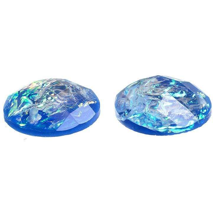 Sundaylace Creations & Bling Resin Gems 12mm Round Opal Blue, Resin Sew-On Dichroic Style Gem