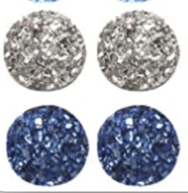 12mm, 12mm Metallic Blue Druzy Circle, Round or 13*18mm Oval Silver Flat, Glue on, Druzy, Resin Gem, (Sold in Pair)