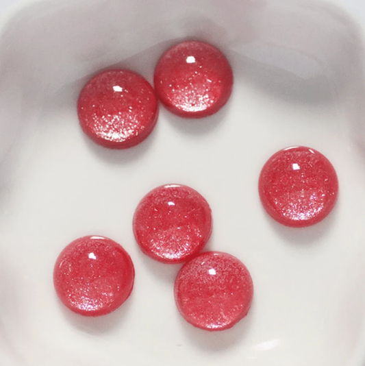 Sundaylace Creations & Bling Resin Gems Red Coral Sparkle 12mm Sparkling Glitter Rivoli, Glue on, Resin Gems (Sold in Pair)