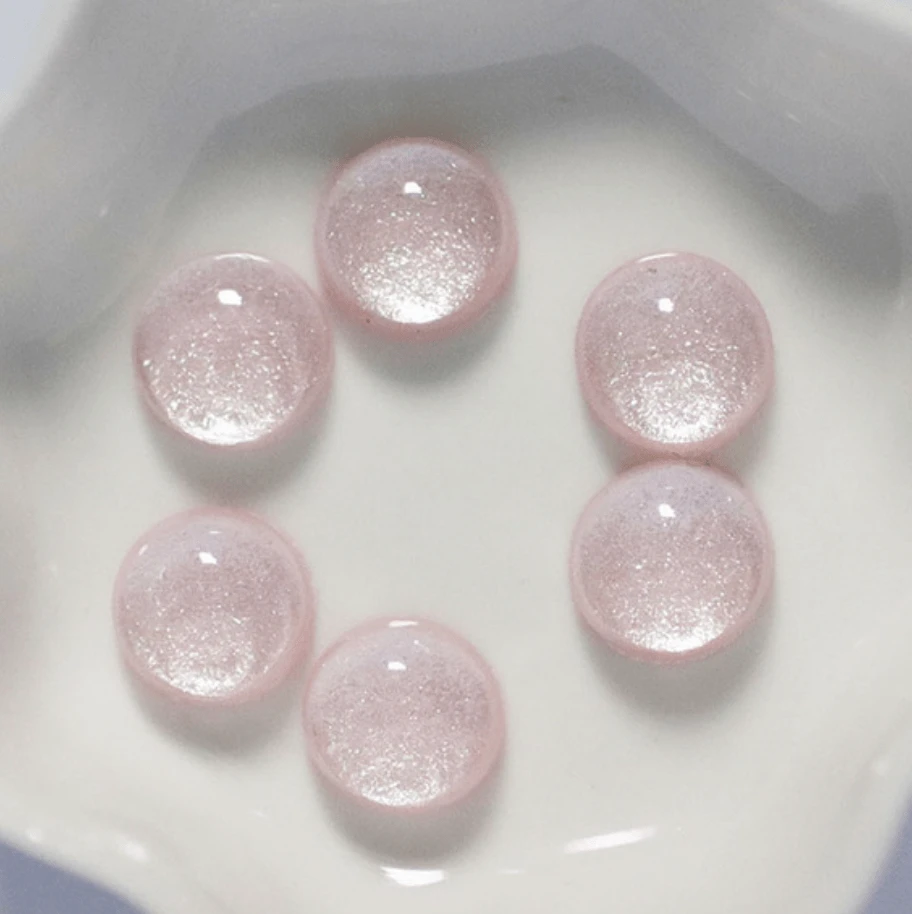 12mm, Light Pink Sparkle, Sparkling Glitter Rivoli, Glue on, Resin Gems, Resin Gem, (Sold in Pair)
