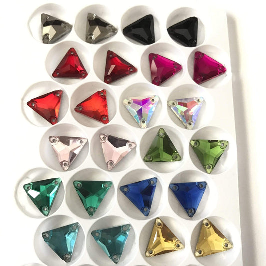 Sundaylace Creations & Bling Glass Gem 12mm Triangle Sew On Glass Gem Flat Back