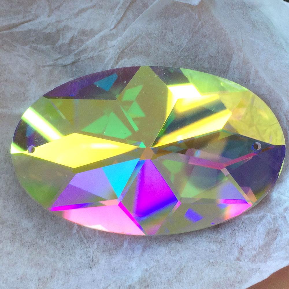 Sundaylace Creations & Bling Fancy Glass Gems 13*18mm AB Oval 8-pointed star design, Sew On, Fancy Glass Gem