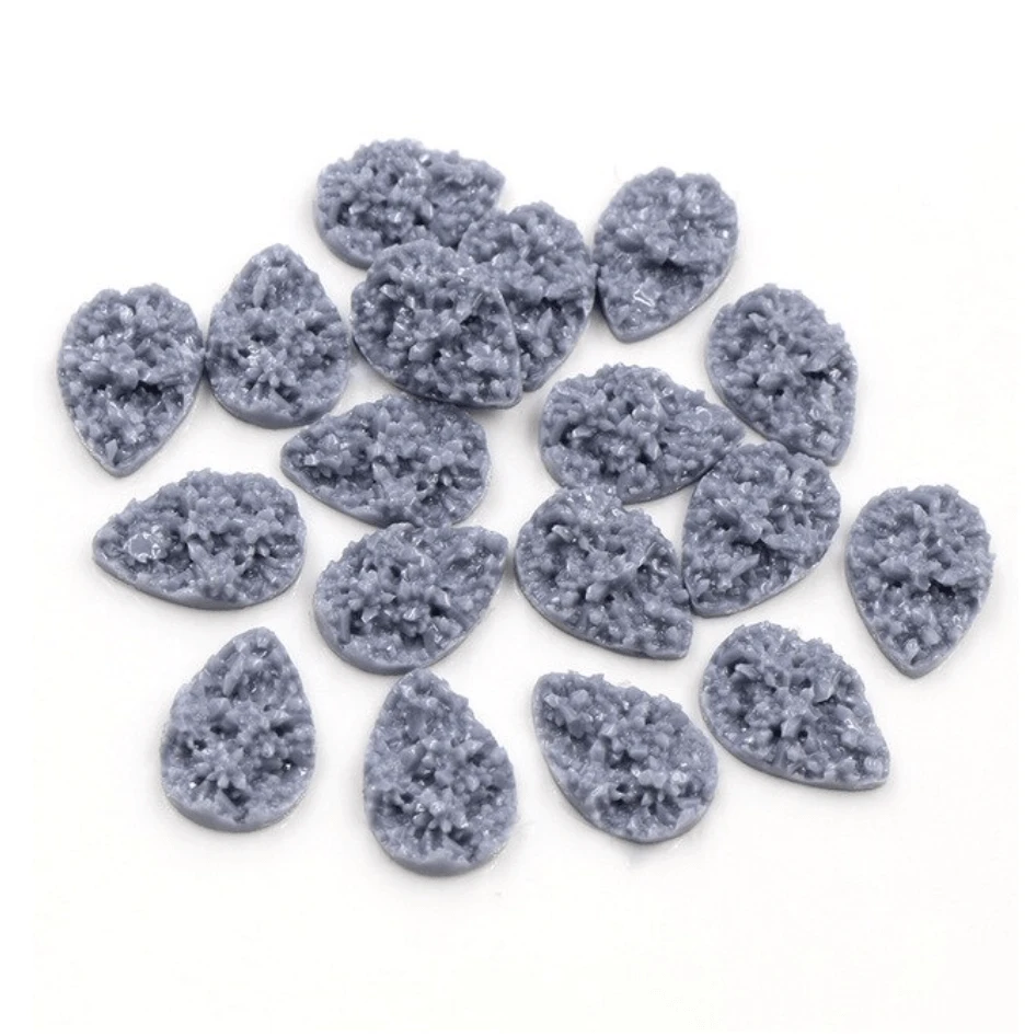 Sundaylace Creations & Bling Resin Gems Grey 13*18mm Druzy Textured Teardrop Gem, Glue on, Resin Gem