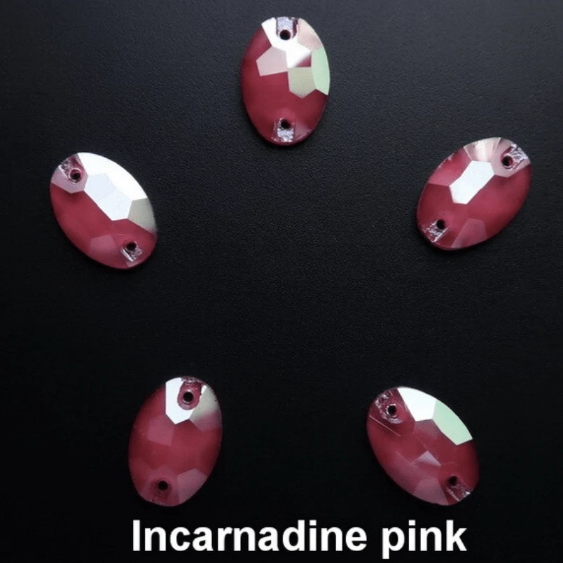 Sundaylace Creations & Bling Glass Gems 13*18mm Incarnadine Pink Raspberry Jelly Pastel Oval, Sew on, Glass Gems