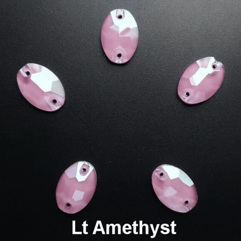 Sundaylace Creations & Bling Glass Gems 13*18mm Light Amethyst Purple-Pink Jelly Pastel Oval, Sew on, Glass Gems
