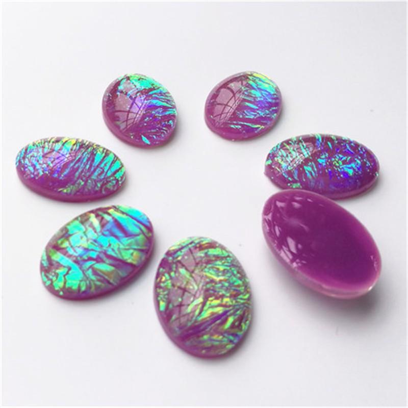 13*18mm, Grape Purple AB Opal, Pastel AB OVAL Shaped, Opal Effect, Glue on, Resin Gem, (Sold in Pair)