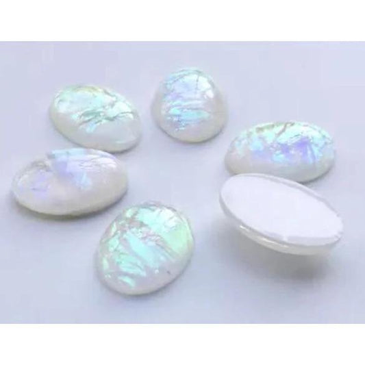Sundaylace Creations & Bling Resin Gems White AB Opal 13*18mm White AB OVAL Shaped, Opal Effect, Glue on, Resin Gem