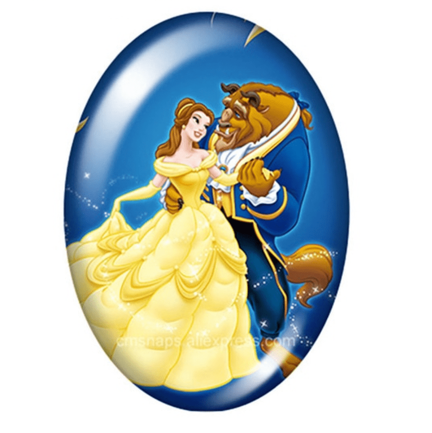Sundaylace Creations & Bling Resin Gems Belle & Beast 13*18mm Princesses Cartoon Character Acrylic OVAL Glass, Glue on, Resin Gem (Sold in Pair)