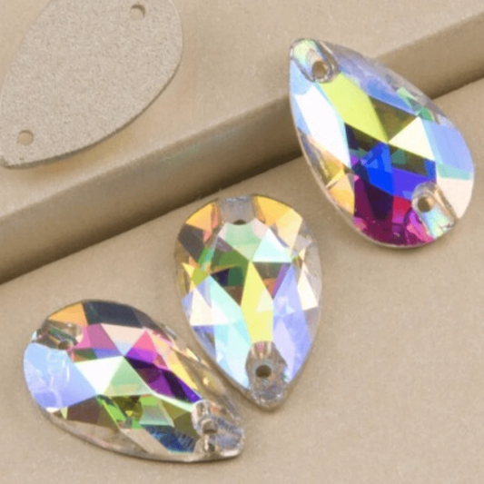Sundaylace Creations & Bling Fancy Glass Gems 13*22mm AB Glass TEARDROP, High Quality Grade AAA (K9), Sew on, Fancy Glass Gem