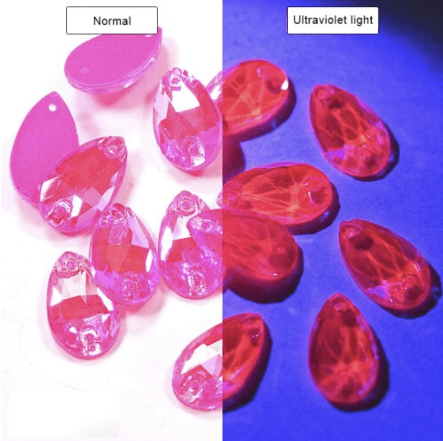Sundaylace Creations & Bling Glass Gems 13*22mm NEON AB Luster Teardrops, *Blacklight sensitive/Glow* Sew on, Glass Gems