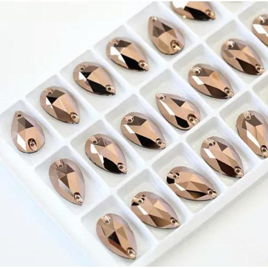 Sundaylace Creations & Bling Fancy Glass Gems 11*18mm 11*18mm & 13*22mm Rose Gold *Metallic* Teardrop, Best Quality Fancy Glass Gem